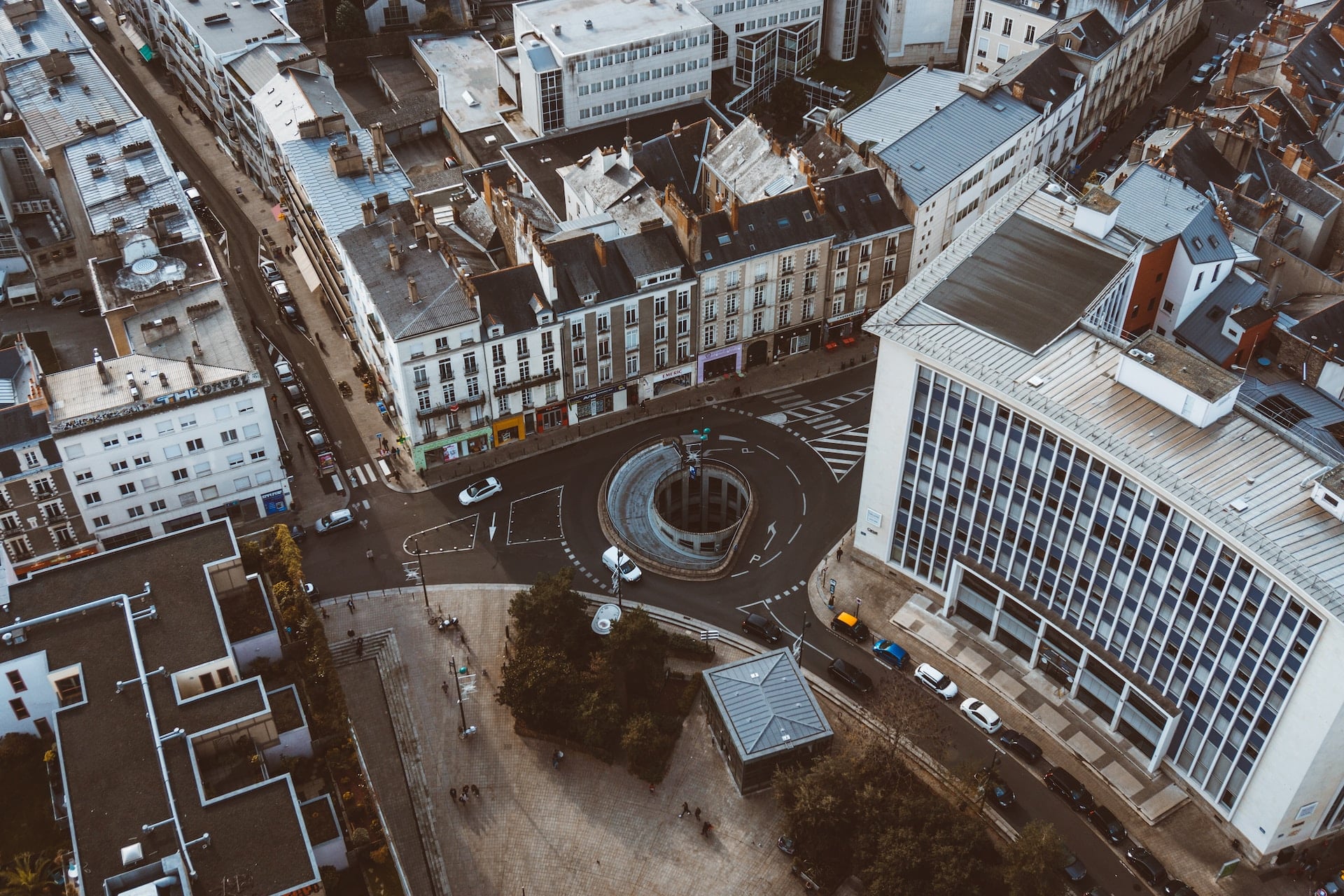 Vue aérienne du centre de Nantes