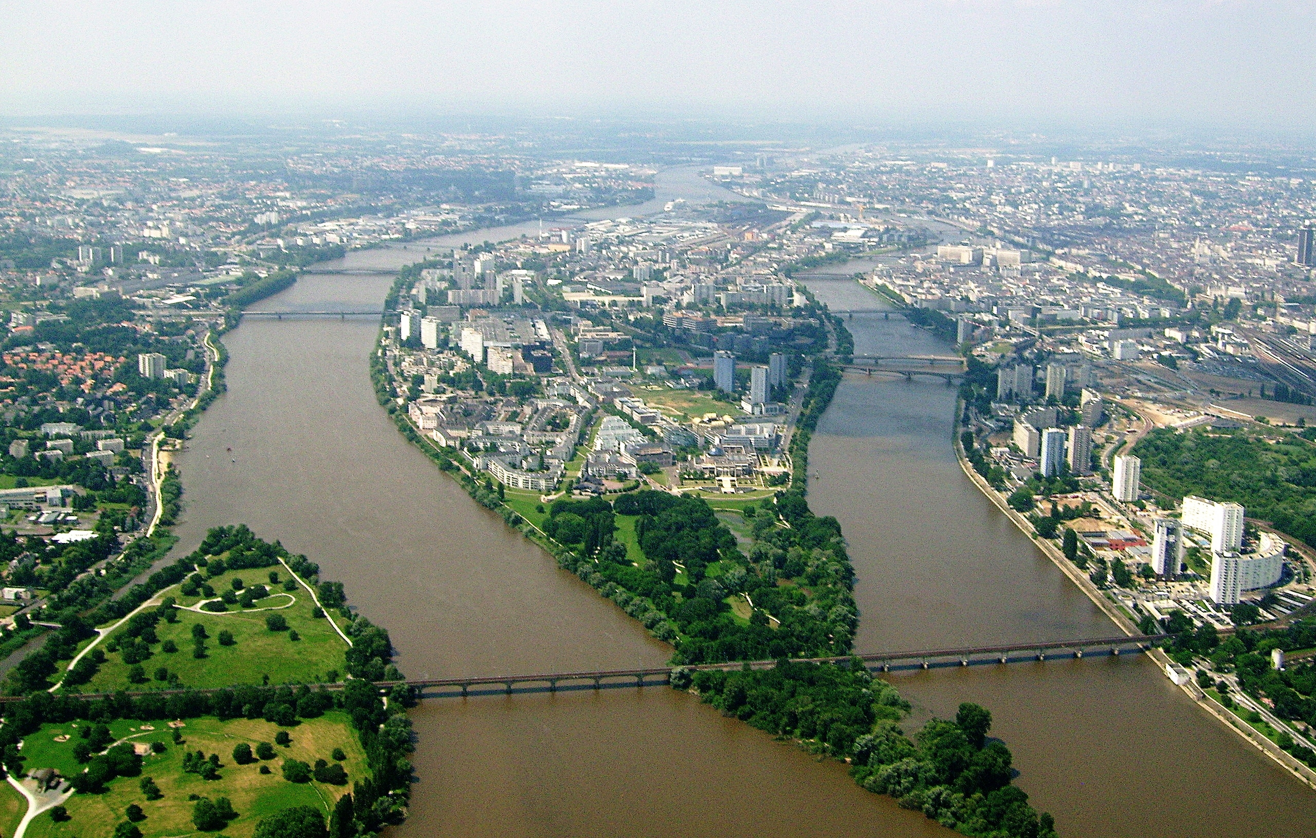 vue aérienne de l'île de Nantes