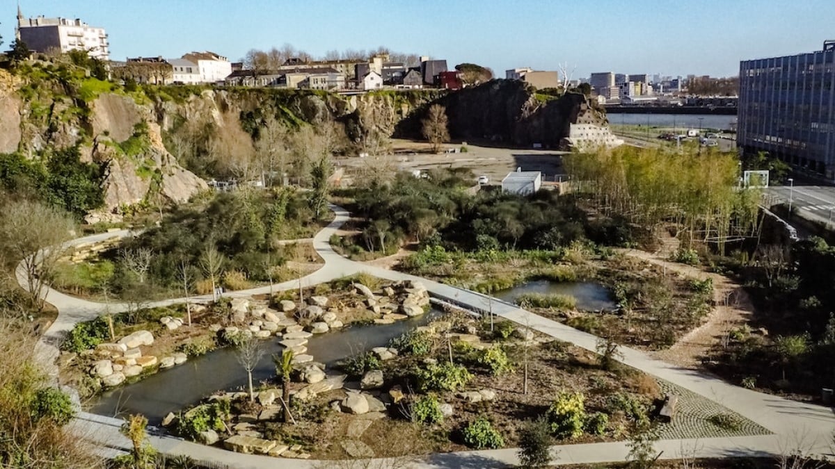 vue aérienne d'un parc de Nantes