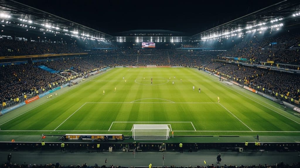 Stade de football illuminé