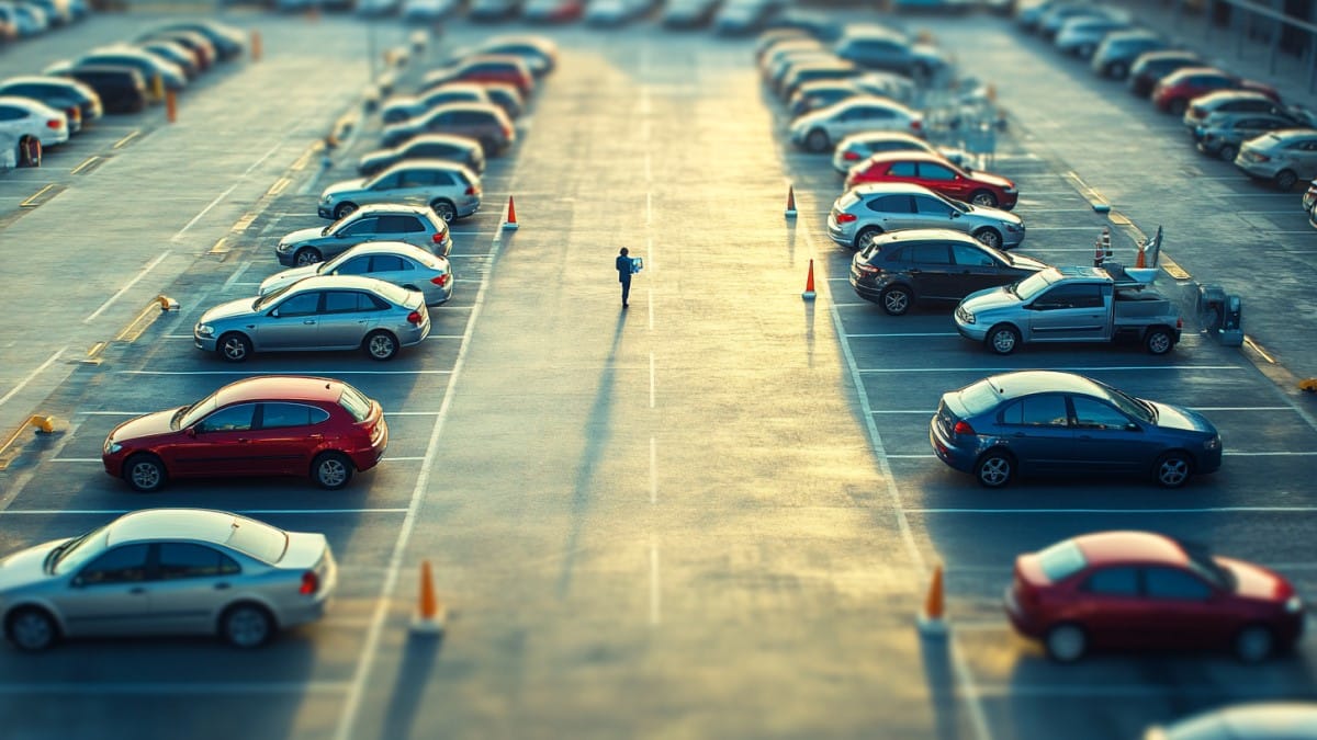 Homme seul dans un parking