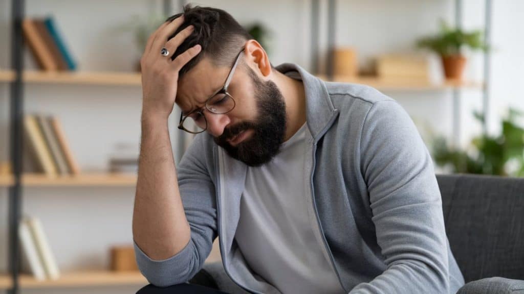 Homme stressé et préoccupé