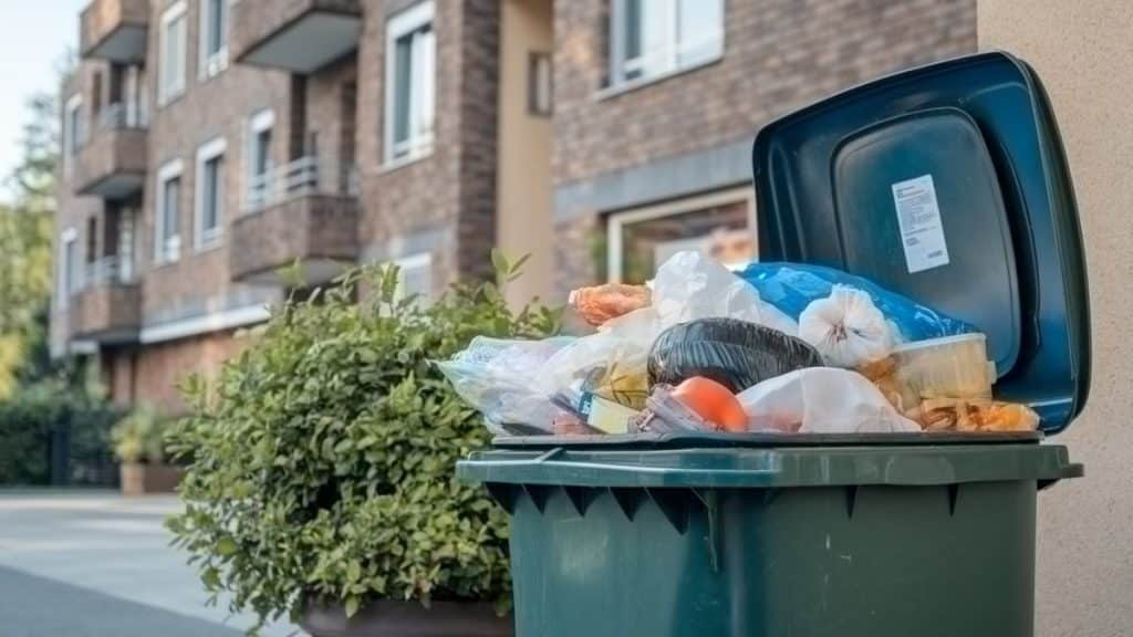 Conteneur à ordures plein