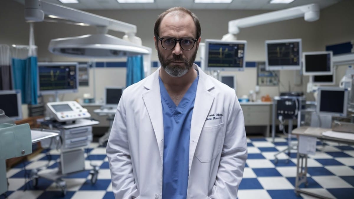 Médecin sérieux en bloc
