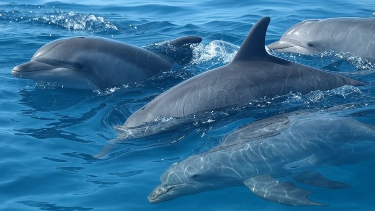 Groupe de dauphins nageant