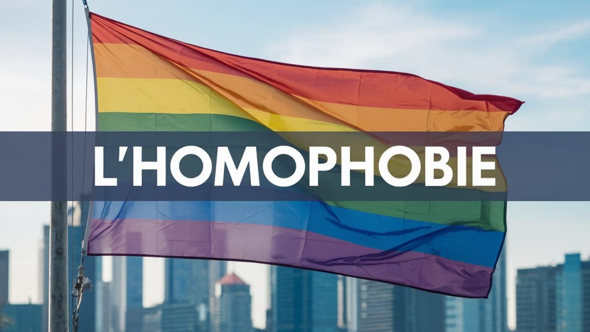Drapeau arc-en-ciel et texte