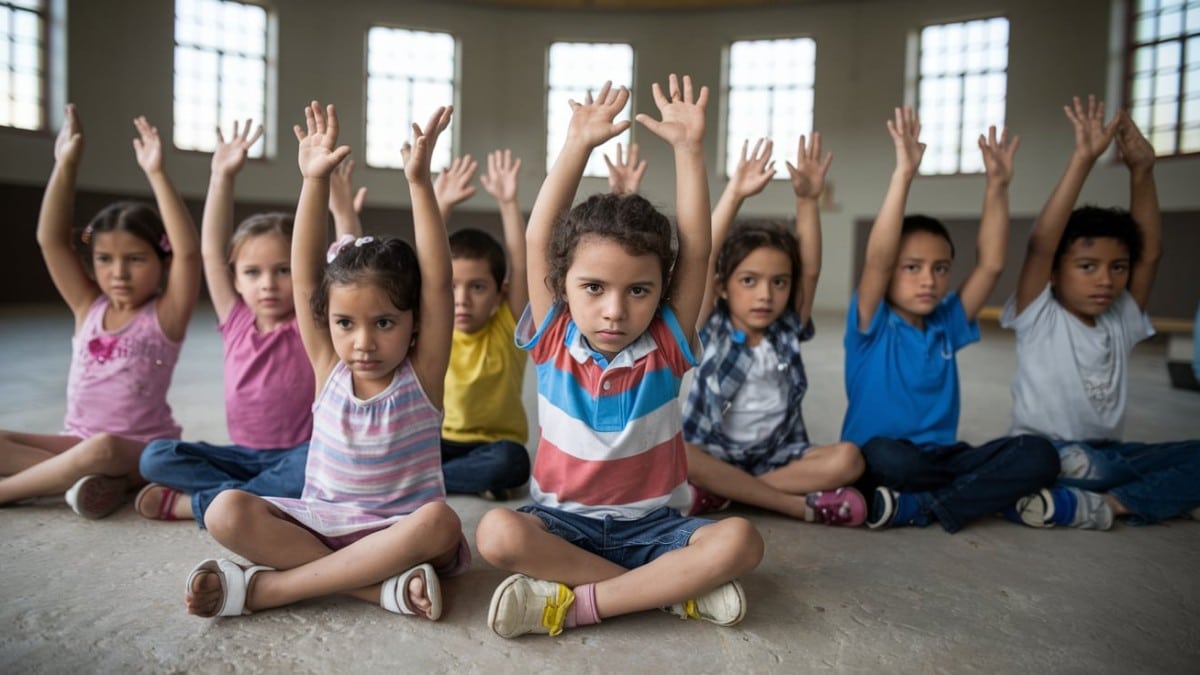 Groupe d'enfants en apprentissage