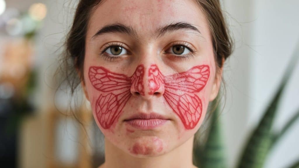 Rougeur faciale en papillon