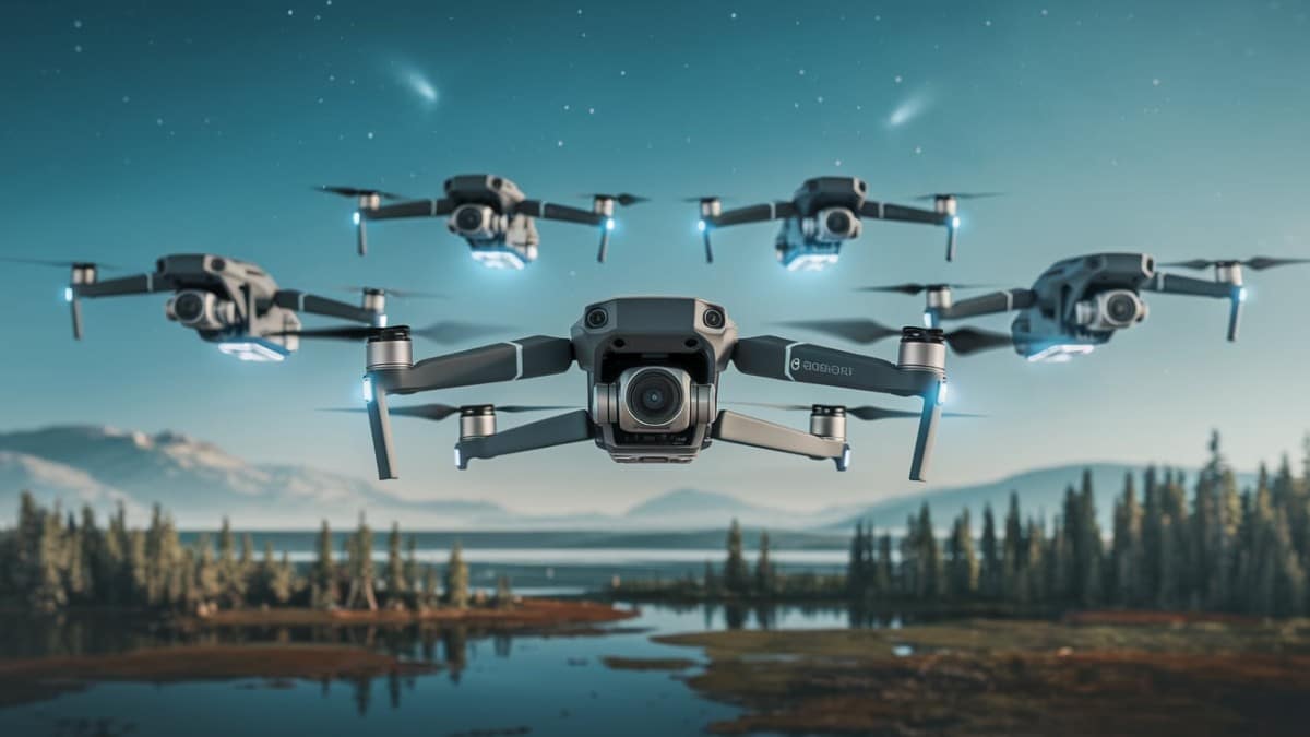 Groupe de drones en vol