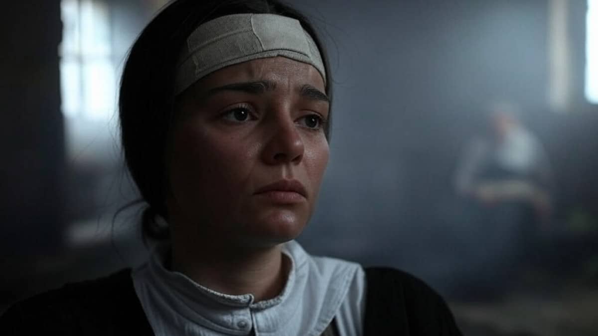 Femme avec bandage tête