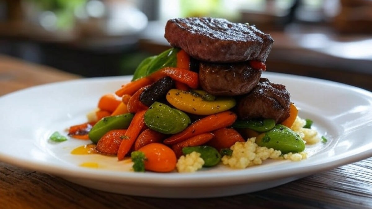 Assiette de viande et légumes