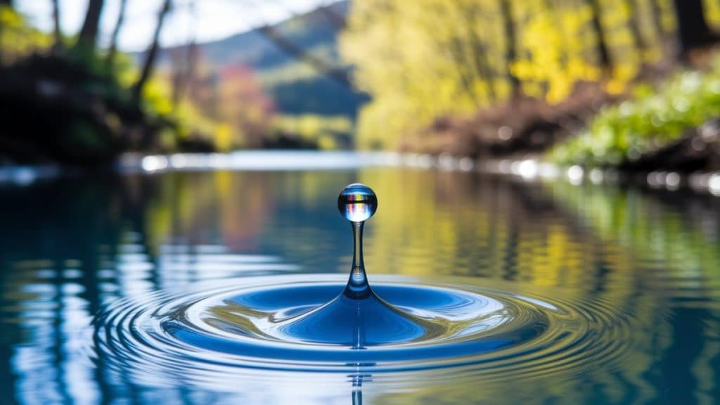 Goutte d'eau et ondulations