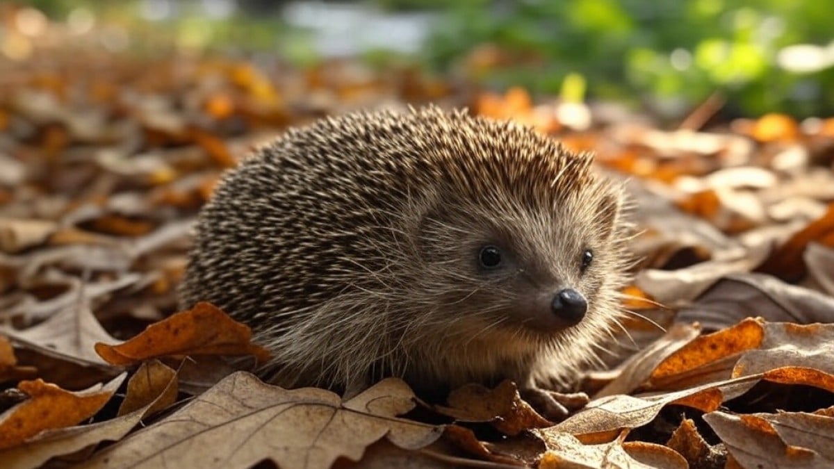 Hérisson dans les feuilles