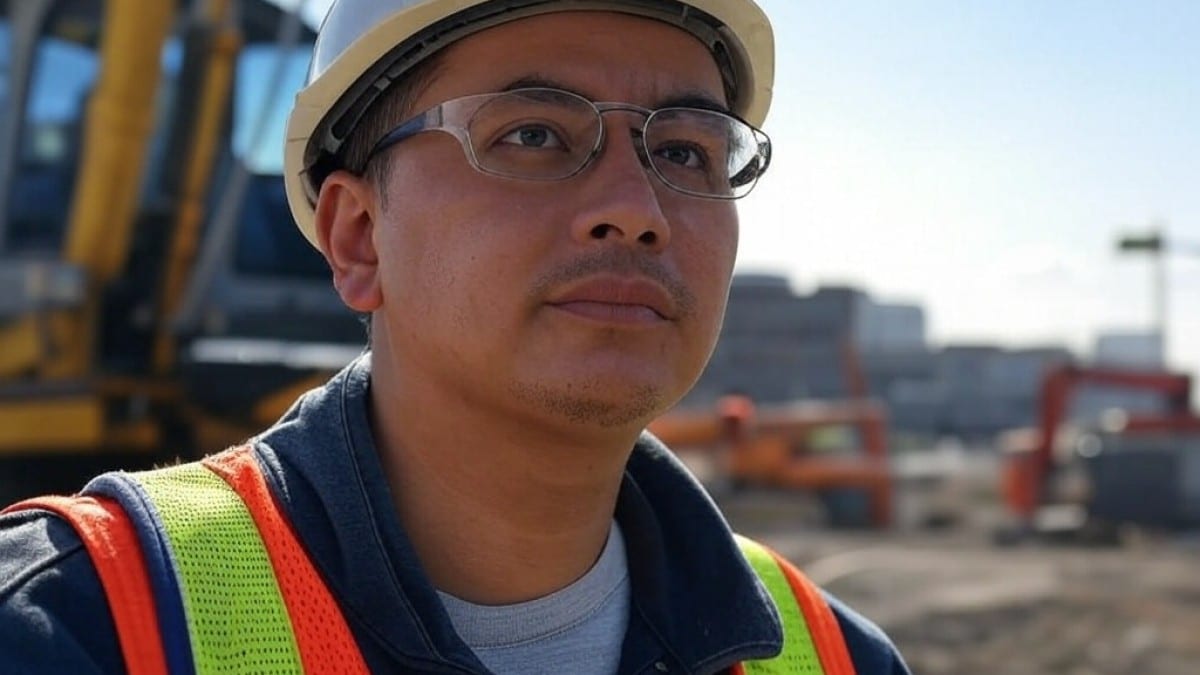 Ouvrier avec casque et gilet