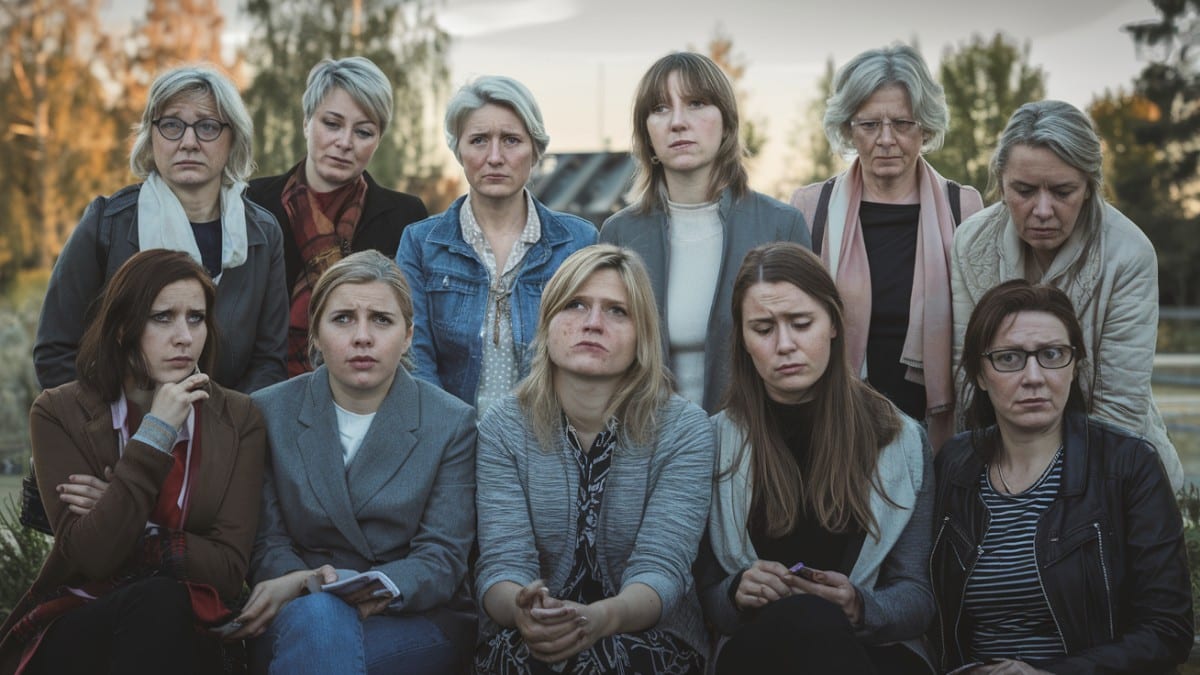 Groupe de femmes endeuillées