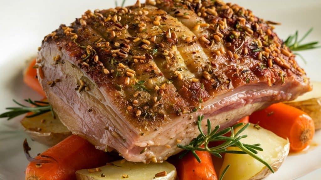 Viande rôtie avec légumes