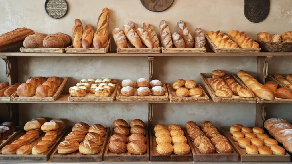 Rayonnage de pains et viennoiseries
