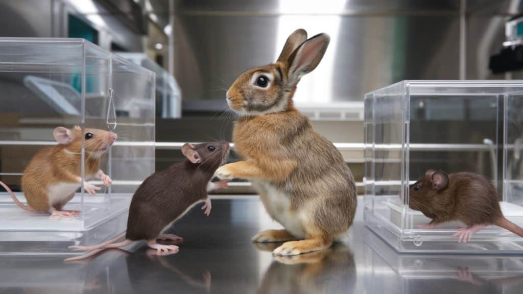 Lapin et souris en laboratoire