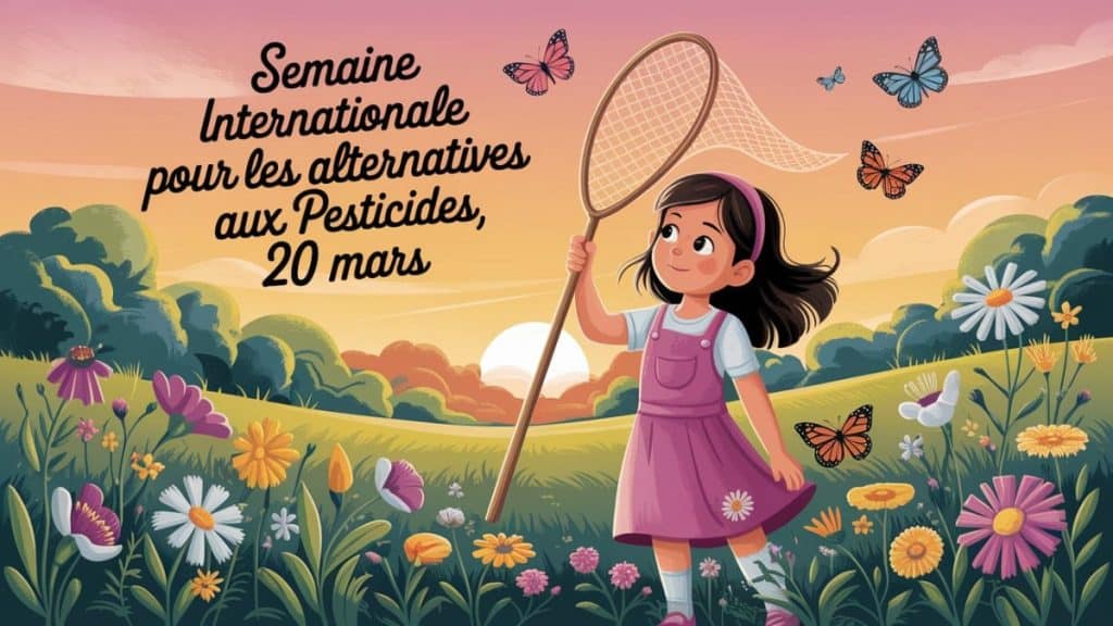 Fille attrapant des papillons