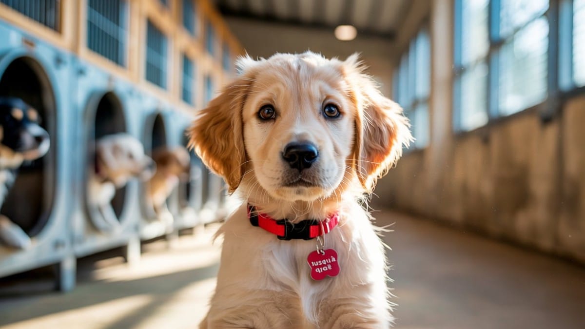 Chiot refuge regard attendrissant