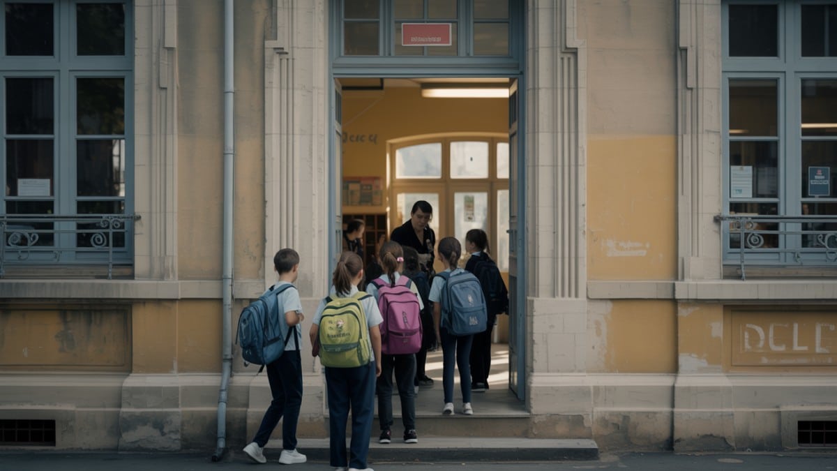 Enfants entrant école
