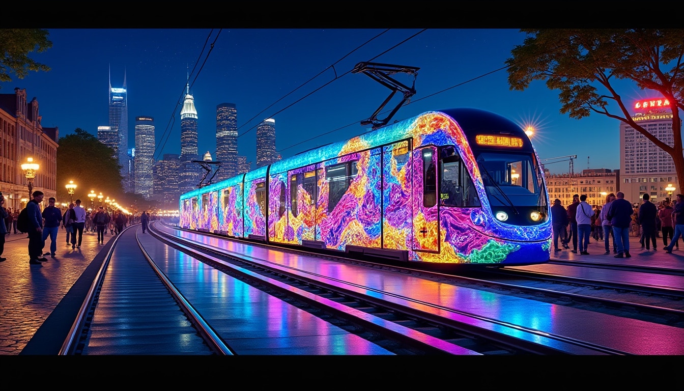 découvrez comment le tramway se transforme en scène artistique grâce à des installations lumineuses et des performances qui émerveillent les passagers et les passantes. un voyage unique où l’art réinvente les trajets quotidiens.